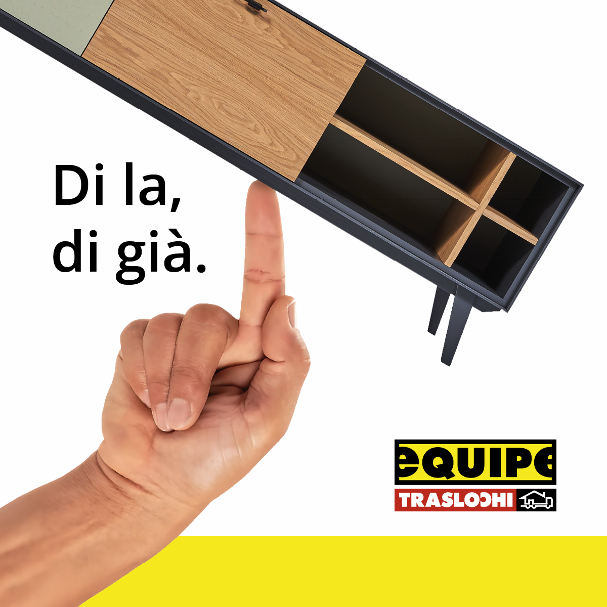Still creative: a hand lifting a parquet floor