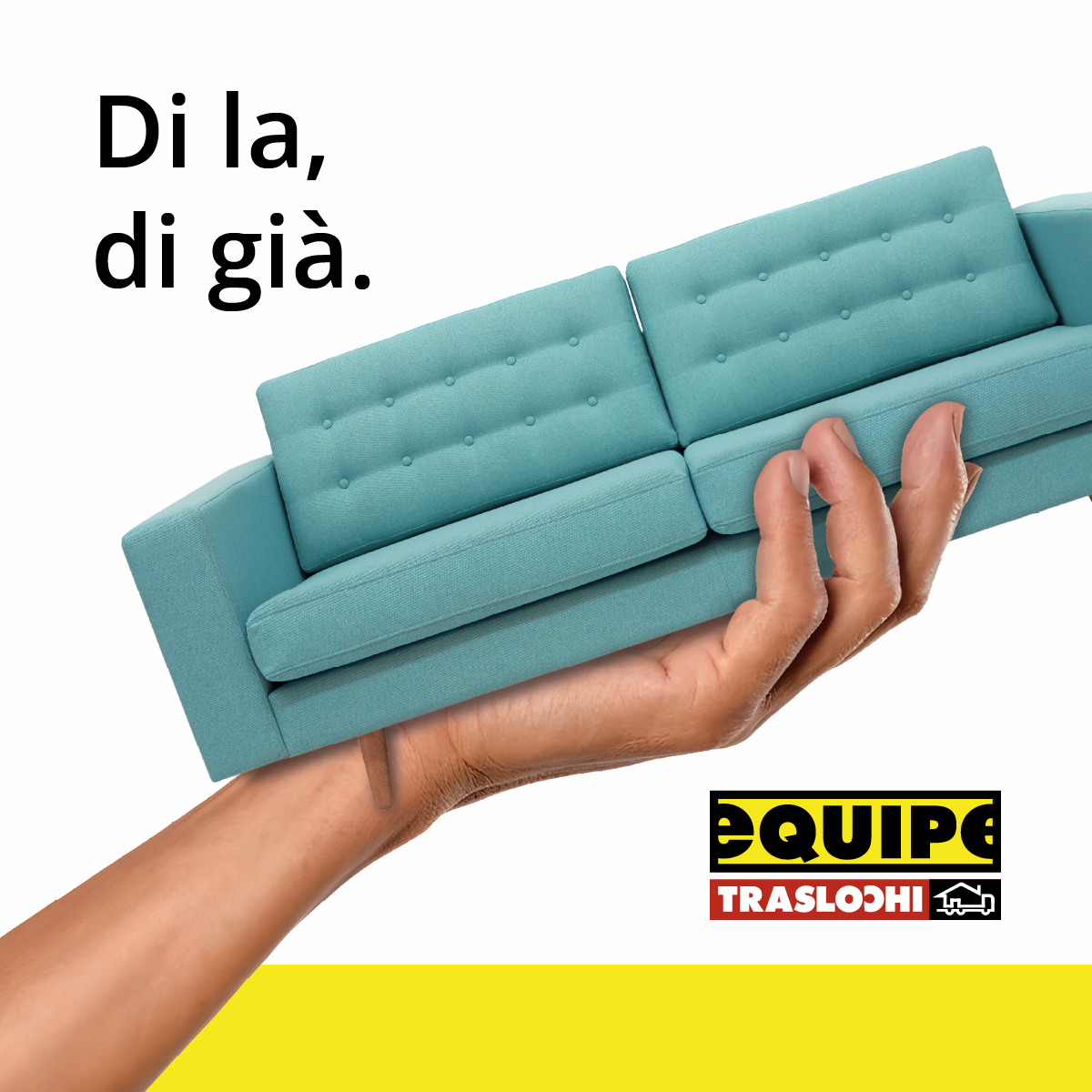 Still creative: a hand holding a sofa